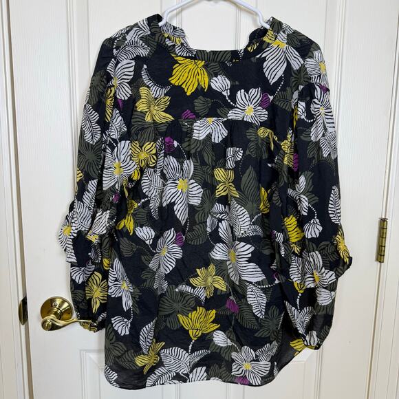 Chico’s Floral Ruffle Sleeve Top Women’s 2 (Large) – Multicolor Print Blouse - Picture 2 of 6